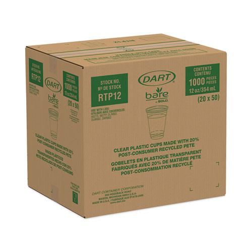 Bare Eco-Forward RPET Cold Cups, ProPlanet Seal, 12 oz to 14 oz, Leaf Design, Clear, Squat, 50/Pack, 20 Packs/Carton. Picture 3