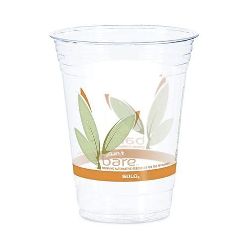 Bare Eco-Forward RPET Cold Cups, 16 oz to 18 oz, Leaf Design, Clear, 50/Pack. Picture 1