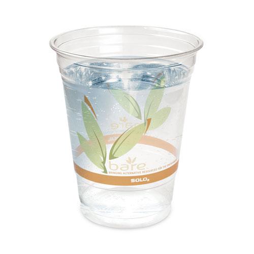 Bare Eco-Forward RPET Cold Cups, ProPlanet Seal, 12 oz to 14 oz, Leaf Design, Clear, Squat, 50/Pack, 20 Packs/Carton. Picture 6