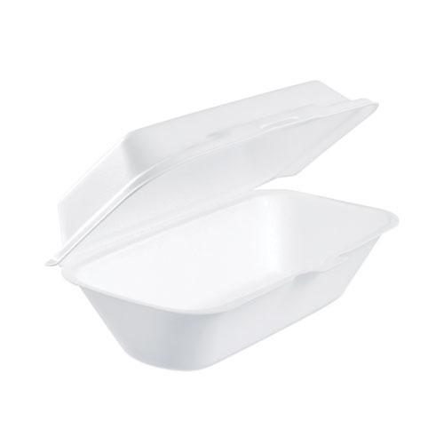 Foam Hinged Lid Container, Hoagie Container with Removable Lid, 5.3 x 9.8 x 3.3, White, 125/Bag, 4 Bags/Carton. Picture 2
