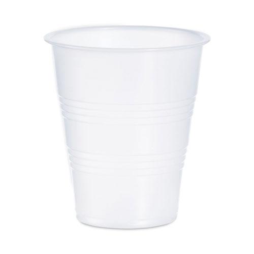 High-Impact Polystyrene Cold Cups, 7 oz, Translucent, 100 Cups/Sleeve, 25 Sleeves/Carton. The main picture.