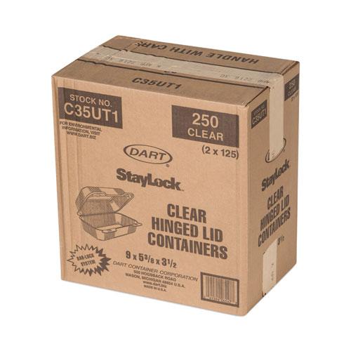 StayLock Clear Hinged Lid Containers, 5.4 x 9 x 3.5, Clear, Plastic, 250/Carton. Picture 2