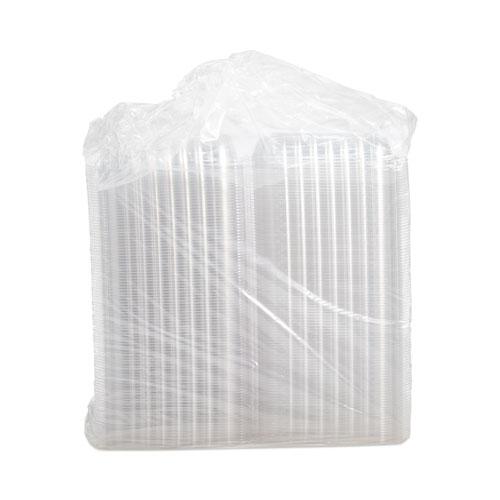 ClearSeal Hinged-Lid Plastic Containers, 9.3 x 8.8 x 3, Clear, Plastic, 100/Bag, 2 Bags/Carton. Picture 4