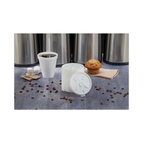Lift n' Lock Plastic Hot Cup Lids, Fits 12 oz to 24 oz Cups, Translucent, 1,000/Carton. Picture 6