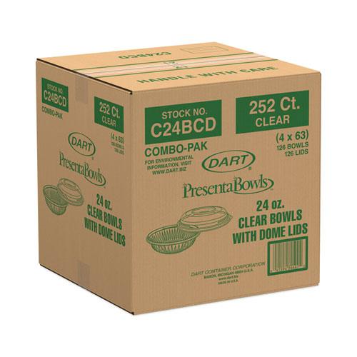 PresentaBowls Bowl/Lid Combo-Paks, 24 oz, Clear, 63/Pack, 4 Packs/Carton. Picture 3