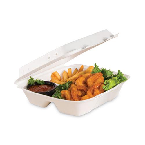 Foam Hinged Lid Container, Vented Lid, 9 x 9.4 x 3, White, 100/Pack, 2 Packs/Carton. Picture 5