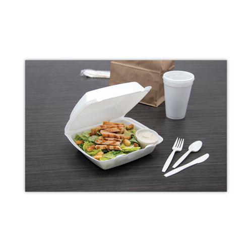 Foam Hinged Lid Containers, 1-Compartment, 8.38 x 7.78 x 3.25, White, 200/Carton. Picture 5