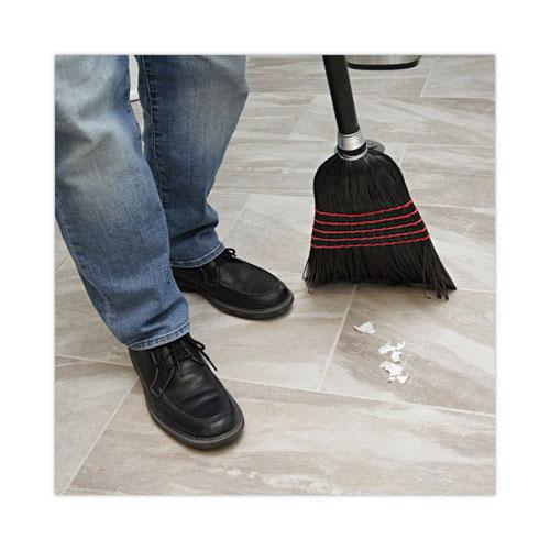 Flagged Tip Poly Bristle Janitor Brooms, 10 x 58.5, Wood Handle, Natural/Black, 12/Carton. Picture 5