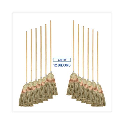 Parlor Broom, Yucca/Corn Fiber Bristles, 56" Overall Length, Natural, 12/Carton. Picture 6