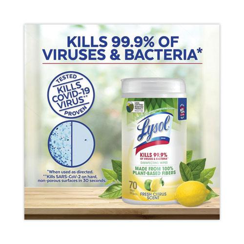 Disinfecting Wipes II Fresh Citrus, 1-Ply, 7 x 7.25, White, 70 Wipes/Canister, 6 Canisters/Carton. Picture 9