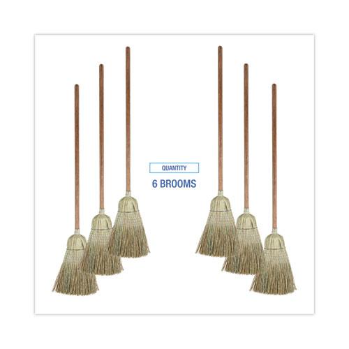 Corn/Fiber Brooms, Corn/Synthetic Fiber Bristles, 60" Overall Length, Gray/Natural, 6/Carton. Picture 6
