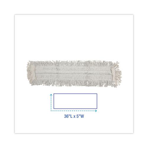 Disposable Dust Mop Head w/Sewn Center Fringe, Cotton/Synthetic, 36w x 5d, White. Picture 2