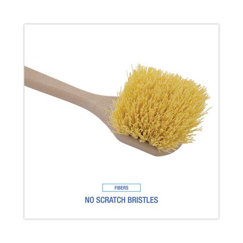 Utility Brush, Cream Polypropylene Bristles, 5.5 Brush, 14.5" Tan Plastic Handle. Picture 4
