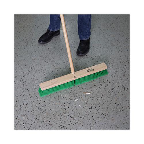Floor Broom Head, 3" Green Flagged Recycled PET Plastic Bristles, 24" Brush. Picture 5