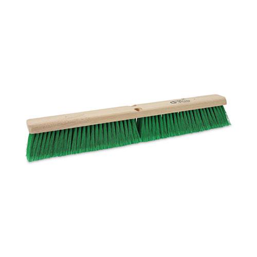 Floor Broom Head, 3" Green Flagged Recycled PET Plastic Bristles, 24" Brush. Picture 1