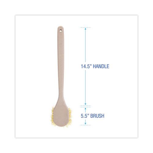 Utility Brush, Cream Polypropylene Bristles, 5.5 Brush, 14.5" Tan Plastic Handle. Picture 2