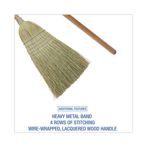 100% Corn Brooms, 60" Overall Length, Natural, 6/Carton. Picture 3