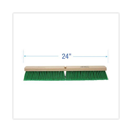 Floor Broom Head, 3" Green Flagged Recycled PET Plastic Bristles, 24" Brush. Picture 2