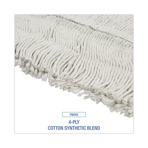 Disposable Dust Mop Head w/Sewn Center Fringe, Cotton/Synthetic, 36w x 5d, White. Picture 4