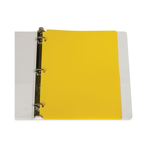 Two-Pocket Heavyweight Poly Portfolio Folder, 3-Hole Punch, 11 x 8.5, Yellow, 25/Box. Picture 3