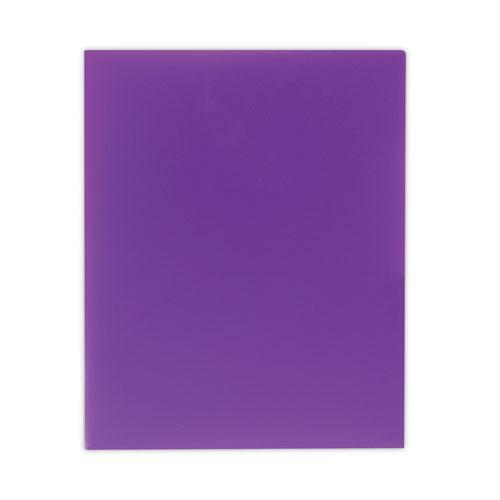 Two-Pocket Heavyweight Poly Portfolio Folder, 11 x 8.5, Purple, 25/Box. Picture 3