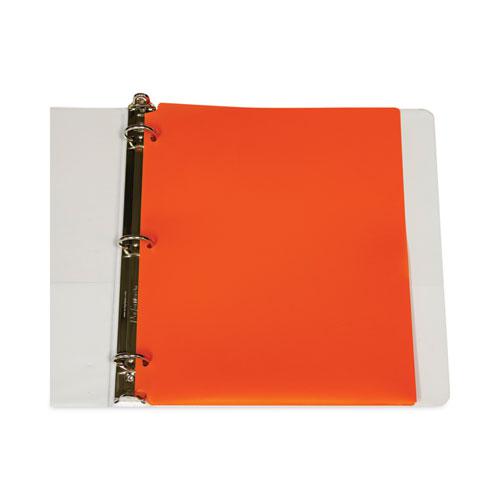 Two-Pocket Heavyweight Poly Portfolio Folder, 3-Hole Punch, 11 x 8.5, Orange, 25/Box. Picture 4