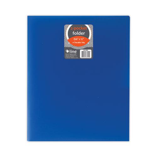 Two-Pocket Heavyweight Poly Portfolio Folder, 11 x 8.5, Blue, 25/Box. Picture 4