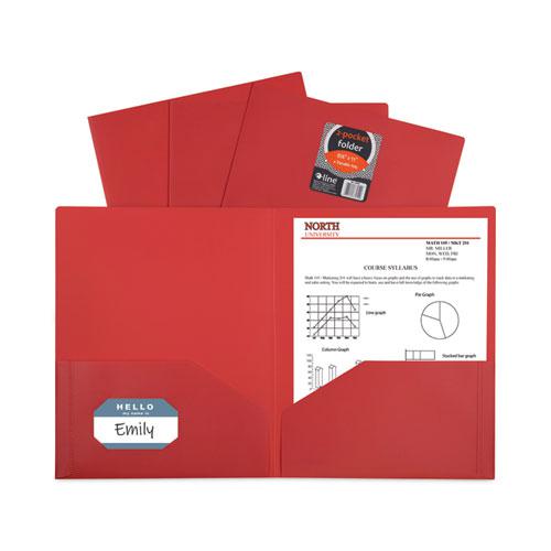 Two-Pocket Heavyweight Poly Portfolio Folder, 11 x 8.5, Red, 25/Box. Picture 3