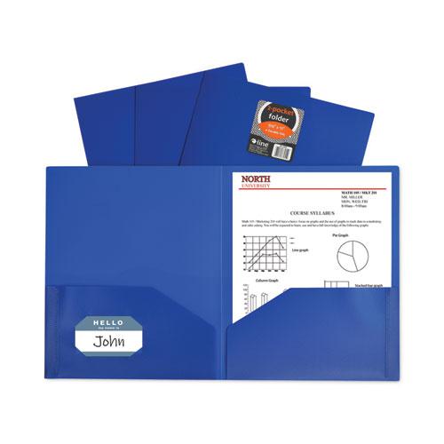 Two-Pocket Heavyweight Poly Portfolio Folder, 11 x 8.5, Blue, 25/Box. Picture 5