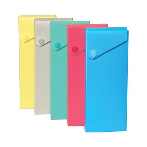 Slider Pencil Case, 11.43 x 9.5 x 0.6, Sandy Gray, Seafoam Green, Seaside Blue, Sunset Red, Sunny Yellow, 24/Carton. Picture 1