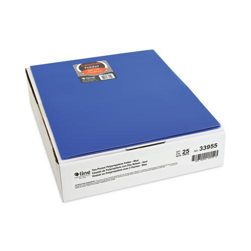 Two-Pocket Heavyweight Poly Portfolio Folder, 11 x 8.5, Blue, 25/Box. Picture 2