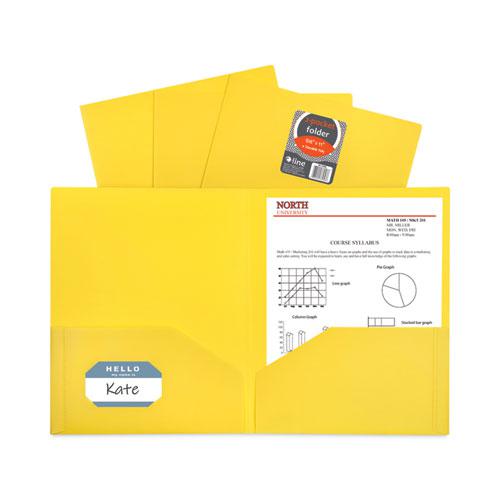 Two-Pocket Heavyweight Poly Portfolio Folder, 11 x 8.5, Yellow, 25/Box. Picture 2
