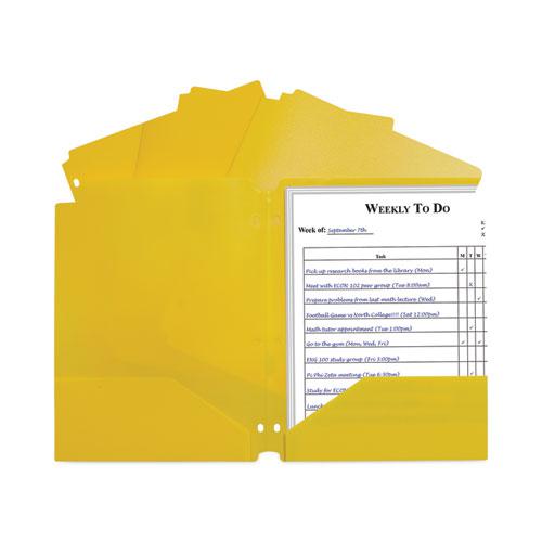 Two-Pocket Heavyweight Poly Portfolio Folder, 3-Hole Punch, 11 x 8.5, Yellow, 25/Box. The main picture.