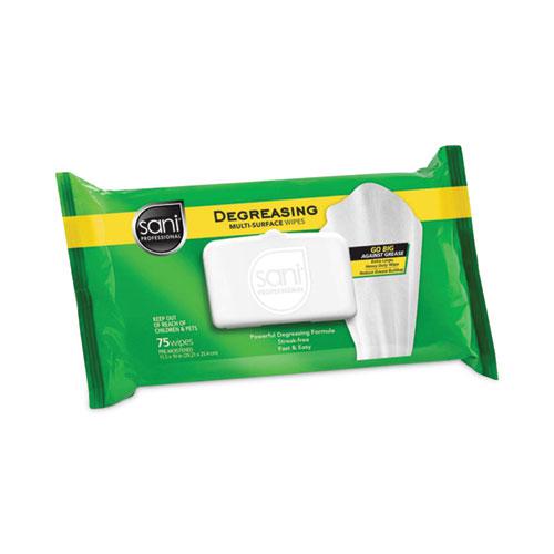 Degreasing Multi-Surface Wipes, 1-Ply, 11.5 x 10, 75, Floral Scent, White, Wipes/Pack, 9 Packs/Carton. Picture 1