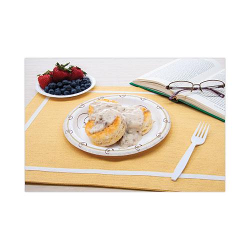 Symphony Paper Dinnerware, Heavyweight Plate, 9" dia, Tan, 125/Pack. Picture 3