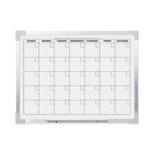 Framed Calendar Dry Erase Board, 24 x 18, White Surface, Silver Aluminum Frame. Picture 1