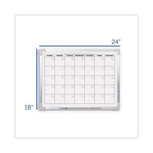 Framed Calendar Dry Erase Board, 24 x 18, White Surface, Silver Aluminum Frame. Picture 3