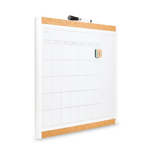 PINIT Magnetic Dry Erase Calendar with Plastic Frame, One-Month, 20 x 16, White Surface, White Plastic Frame. Picture 2