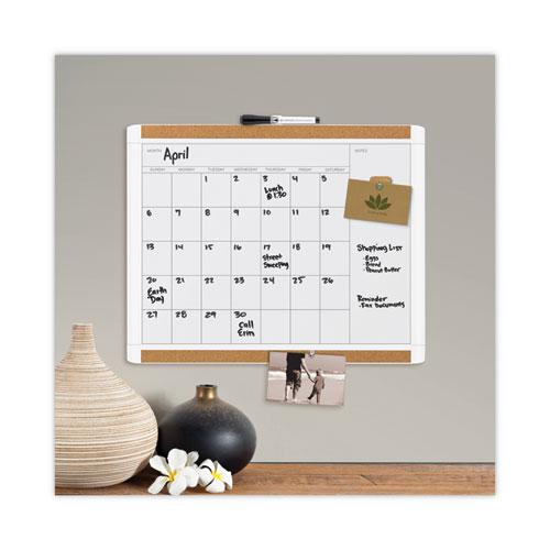 PINIT Magnetic Dry Erase Calendar with Plastic Frame, One-Month, 20 x 16, White Surface, White Plastic Frame. Picture 3