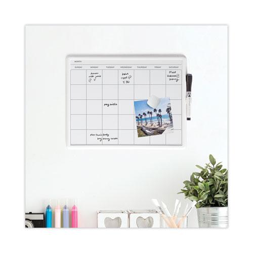 Magnetic Dry Erase Monthly Calendar, 14 x 11.66, White Surface, White Plastic Frame. Picture 4