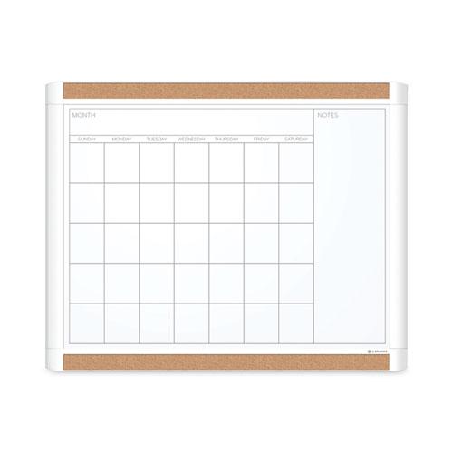 PINIT Magnetic Dry Erase Calendar with Plastic Frame, One-Month, 20 x 16, White Surface, White Plastic Frame. Picture 1