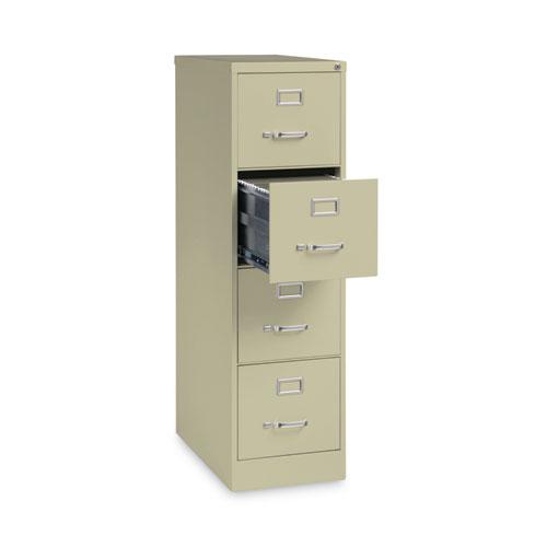 Four-Drawer Economy Vertical File, Letter-Size File Drawers, 15" x 26.5" x 52", Putty. Picture 2