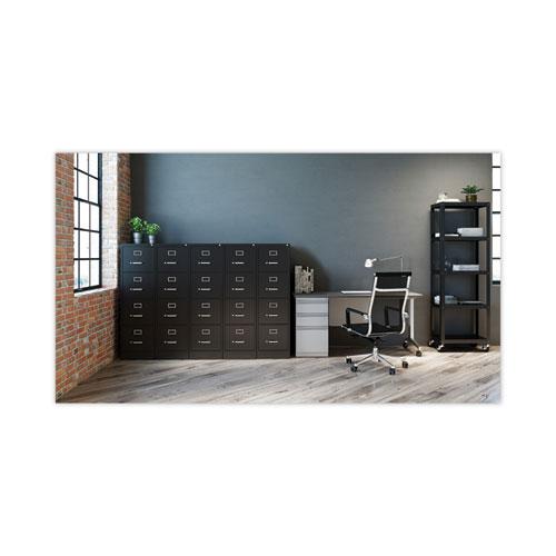 Four-Drawer Economy Vertical File, Letter-Size File Drawers, 15" x 26.5" x 52", Black. Picture 6