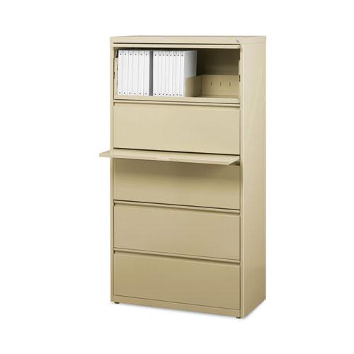 Lateral File, Five Legal/Letter/A4-Size File Drawers, 30" x 18.62" x 67.62", Putty. Picture 1