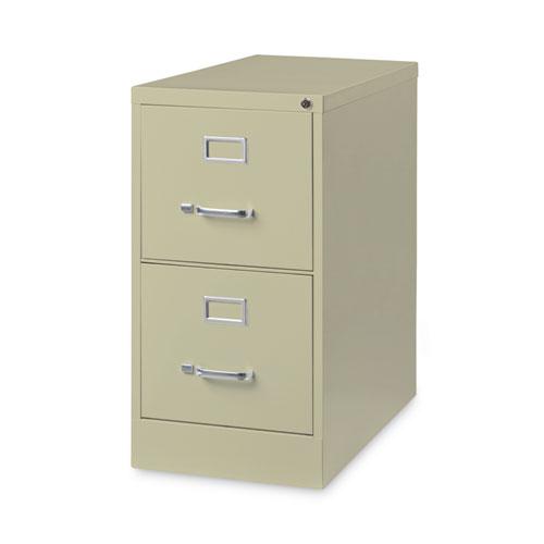Two-Drawer Economy Vertical File, Letter-Size File Drawers, 15" x 26.5" x 28.37", Putty. Picture 2