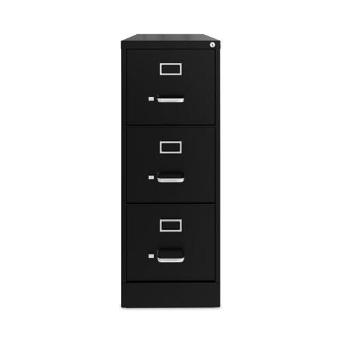 Three-Drawer Economy Vertical File, Letter-Size File Drawers, 15" x 22" x 40.19", Black. Picture 1