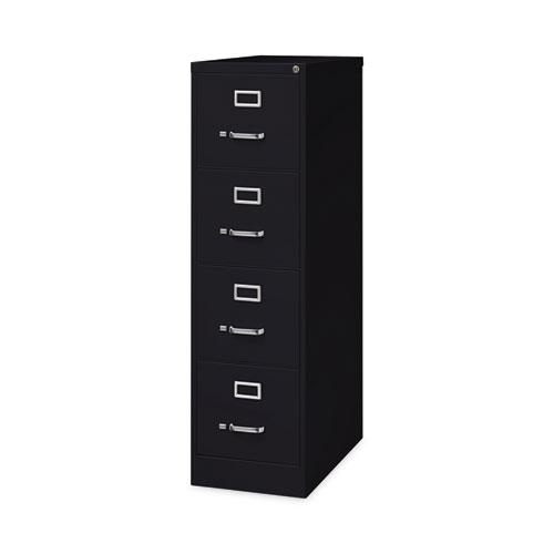 Four-Drawer Economy Vertical File, Letter-Size File Drawers, 15" x 26.5" x 52", Black. Picture 2