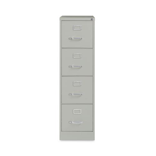 Four-Drawer Economy Vertical File, Letter-Size File Drawers, 15" x 26.5" x 52", Light Gray. Picture 4