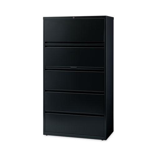 Lateral File Cabinet, 5 Letter/Legal/A4-Size File Drawers, Black, 36 x 18.62 x 67.62. Picture 3