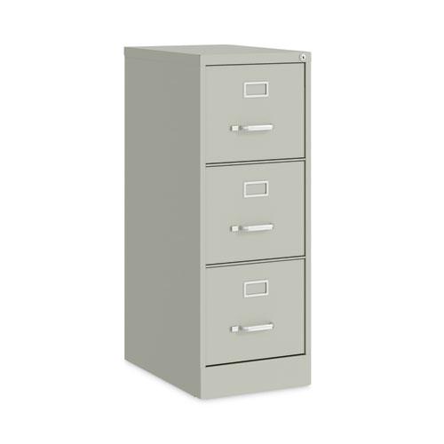 Three-Drawer Economy Vertical File, Letter-Size File Drawers, 15" x 22" x 40.19", Light Gray. Picture 7